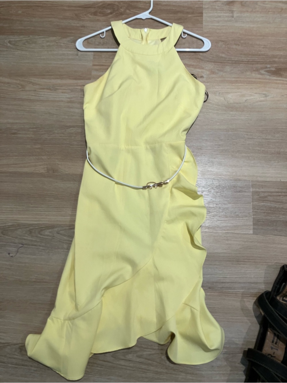 Pale Yellow Ruffle Halter Dress - Picture 8 of 9